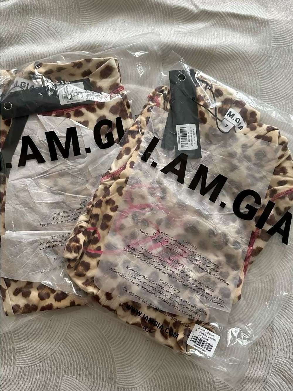 I.AM.GIA Leopard Print Sweatshirt - Beige/Brown with Pink Trim